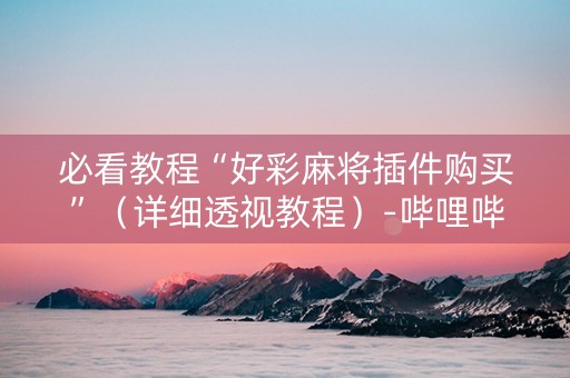 必看教程“好彩麻将插件购买”（详细透视教程）-哔哩哔哩