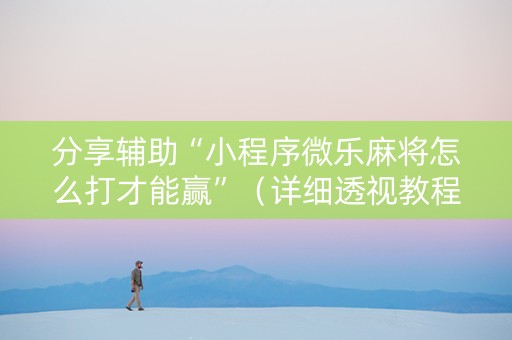 分享辅助“小程序微乐麻将怎么打才能赢”（详细透视教程）-哔哩哔哩