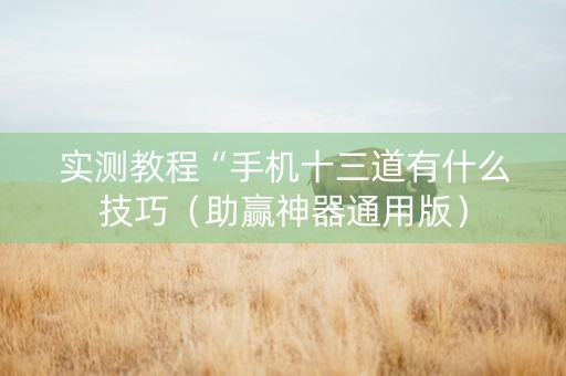 实测教程“手机十三道有什么技巧（助赢神器通用版）