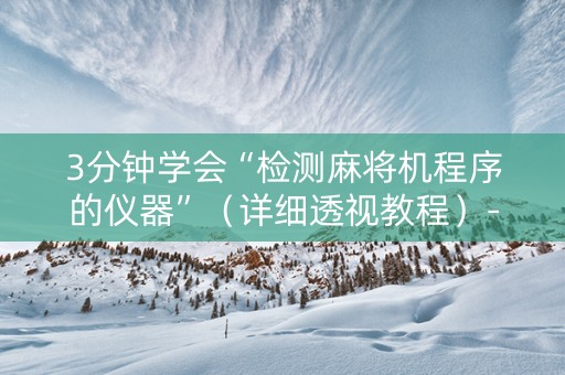 3分钟学会“检测麻将机程序的仪器”（详细透视教程）-哔哩哔哩