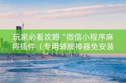 玩家必看攻略“微信小程序麻将插件（专用辅牌神器免安装）