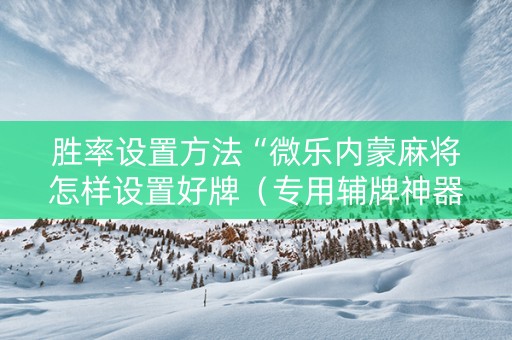 胜率设置方法“微乐内蒙麻将怎样设置好牌（专用辅牌神器免安装）