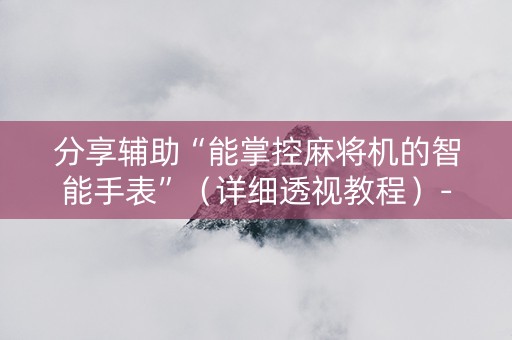分享辅助“能掌控麻将机的智能手表”（详细透视教程）-哔哩哔哩