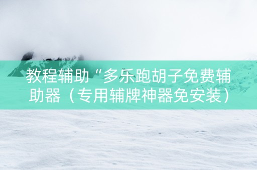 教程辅助“多乐跑胡子免费辅助器（专用辅牌神器免安装）