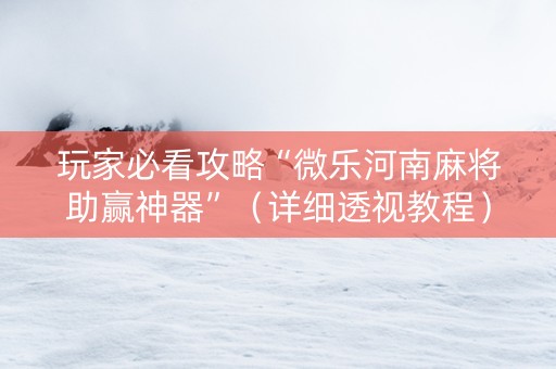 玩家必看攻略“微乐河南麻将助赢神器”（详细透视教程）-哔哩哔哩