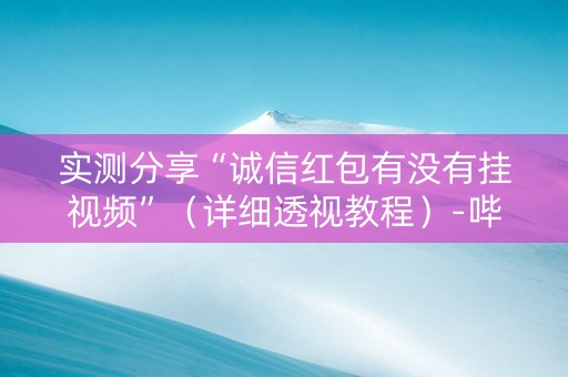 实测分享“诚信红包有没有挂视频”（详细透视教程）-哔哩哔哩