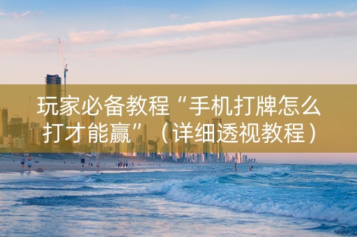 玩家必备教程“手机打牌怎么打才能赢”（详细透视教程）-哔哩哔哩