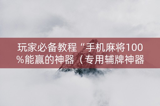 玩家必备教程“手机麻将100%能赢的神器（专用辅牌神器免安装）