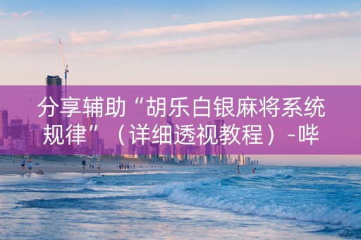 分享辅助“胡乐白银麻将系统规律”（详细透视教程）-哔哩哔哩