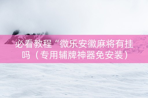 必看教程“微乐安徽麻将有挂吗（专用辅牌神器免安装）