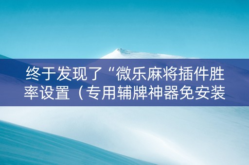 终于发现了“微乐麻将插件胜率设置（专用辅牌神器免安装）
