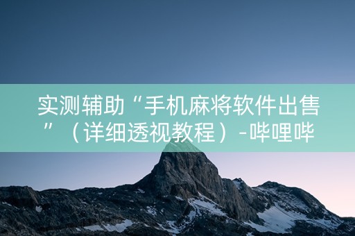 实测辅助“手机麻将软件出售”（详细透视教程）-哔哩哔哩