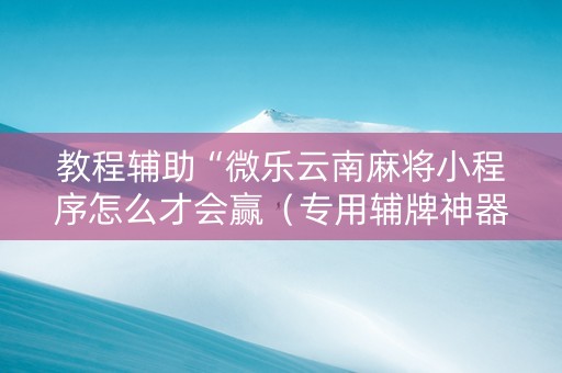 教程辅助“微乐云南麻将小程序怎么才会赢（专用辅牌神器免安装）