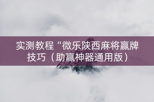 实测教程“微乐陕西麻将赢牌技巧（助赢神器通用版）