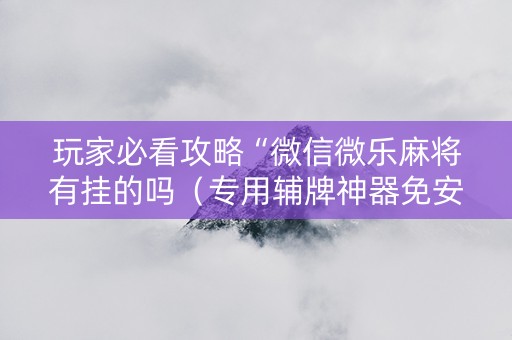 玩家必看攻略“微信微乐麻将有挂的吗（专用辅牌神器免安装）