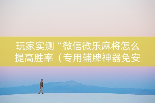 玩家实测“微信微乐麻将怎么提高胜率（专用辅牌神器免安装）