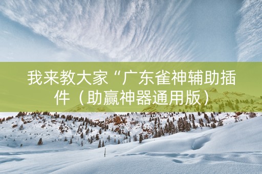 我来教大家“广东雀神辅助插件（助赢神器通用版）