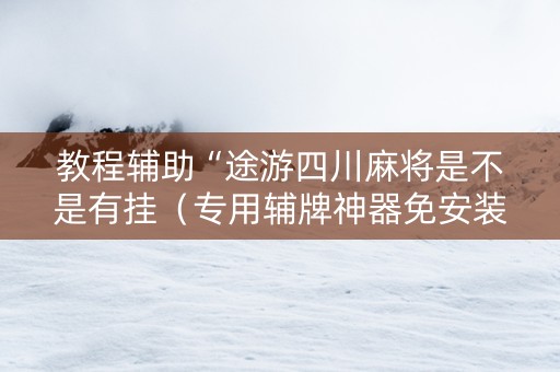 教程辅助“途游四川麻将是不是有挂（专用辅牌神器免安装）