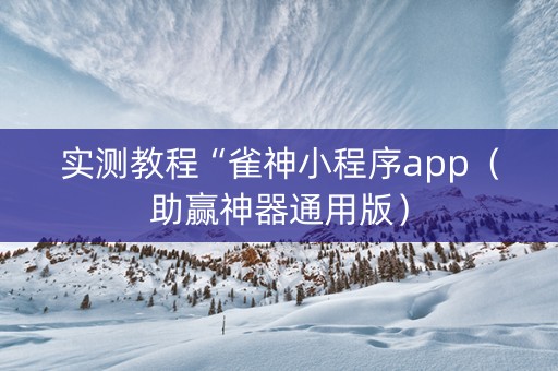 实测教程“雀神小程序app（助赢神器通用版）