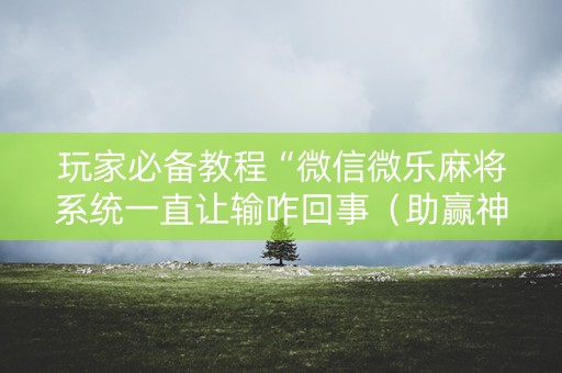 玩家必备教程“微信微乐麻将系统一直让输咋回事（助赢神器通用版）