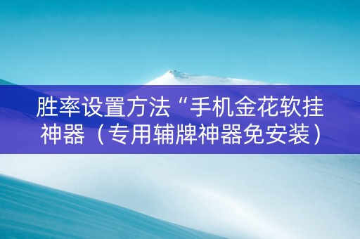 胜率设置方法“手机金花软挂神器（专用辅牌神器免安装）