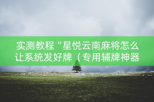 实测教程“星悦云南麻将怎么让系统发好牌（专用辅牌神器免安装）