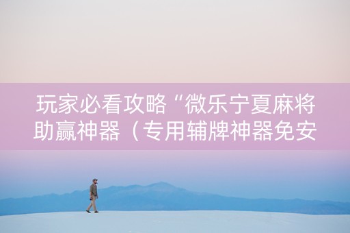 玩家必看攻略“微乐宁夏麻将助赢神器（专用辅牌神器免安装）