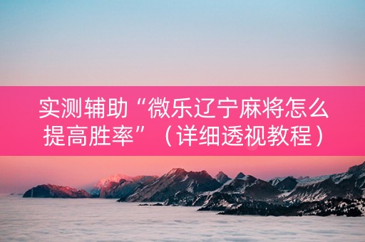 实测辅助“微乐辽宁麻将怎么提高胜率”（详细透视教程）-哔哩哔哩