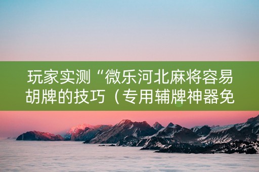 玩家实测“微乐河北麻将容易胡牌的技巧（专用辅牌神器免安装）