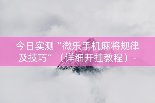 今日实测“微乐手机麻将规律及技巧”（详细开挂教程）-哔哩哔哩