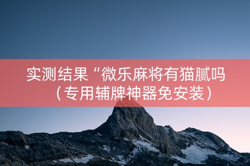 实测结果“微乐麻将有猫腻吗（专用辅牌神器免安装）