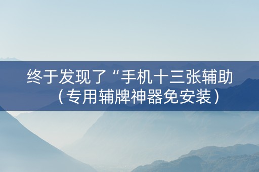 终于发现了“手机十三张辅助（专用辅牌神器免安装）