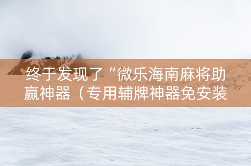 终于发现了“微乐海南麻将助赢神器（专用辅牌神器免安装）