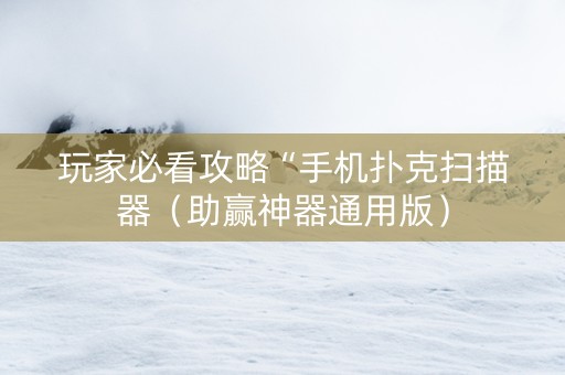 玩家必看攻略“手机扑克扫描器（助赢神器通用版）