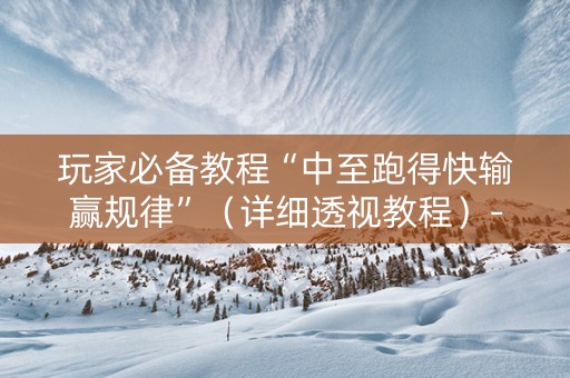 玩家必备教程“中至跑得快输赢规律”（详细透视教程）-哔哩哔哩