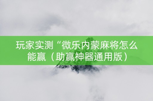 玩家实测“微乐内蒙麻将怎么能赢（助赢神器通用版）