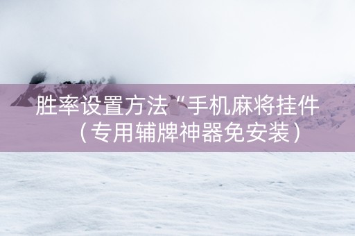 胜率设置方法“手机麻将挂件（专用辅牌神器免安装）