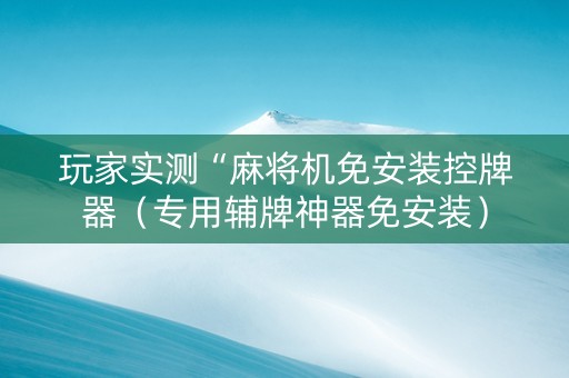 玩家实测“麻将机免安装控牌器（专用辅牌神器免安装）