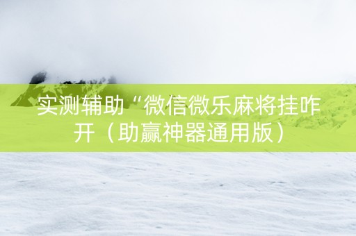 实测辅助“微信微乐麻将挂咋开（助赢神器通用版）