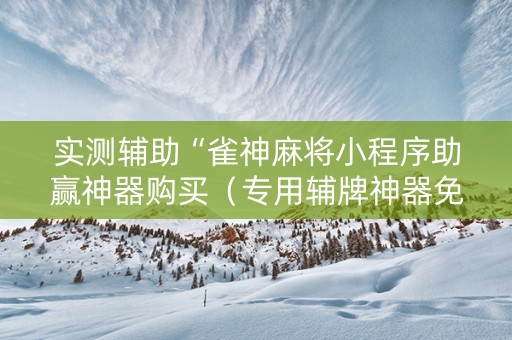 实测辅助“雀神麻将小程序助赢神器购买（专用辅牌神器免安装）