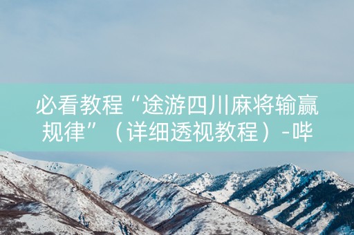 必看教程“途游四川麻将输赢规律”（详细透视教程）-哔哩哔哩