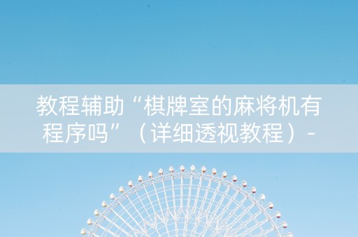 教程辅助“棋牌室的麻将机有程序吗”（详细透视教程）-哔哩哔哩