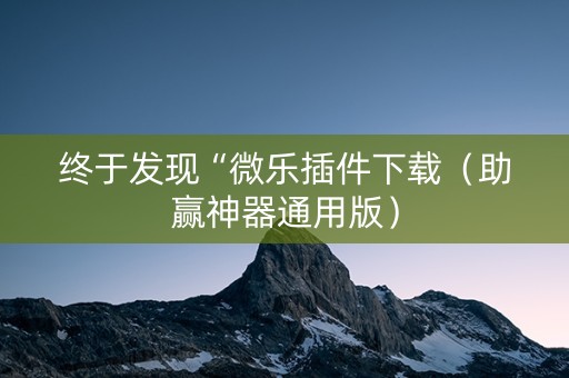 终于发现“微乐插件下载（助赢神器通用版）