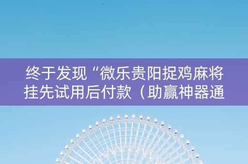 终于发现“微乐贵阳捉鸡麻将挂先试用后付款（助赢神器通用版）