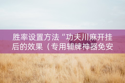 胜率设置方法“功夫川麻开挂后的效果（专用辅牌神器免安装）