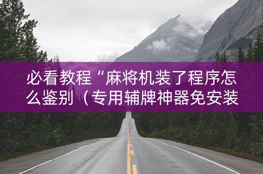 必看教程“麻将机装了程序怎么鉴别（专用辅牌神器免安装）