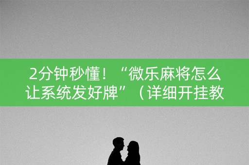 2分钟秒懂！“微乐麻将怎么让系统发好牌”（详细开挂教程）-哔哩哔哩