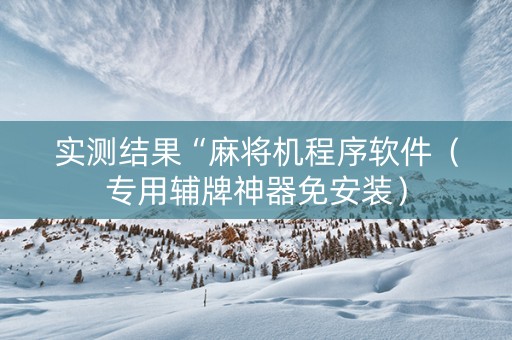 实测结果“麻将机程序软件（专用辅牌神器免安装）