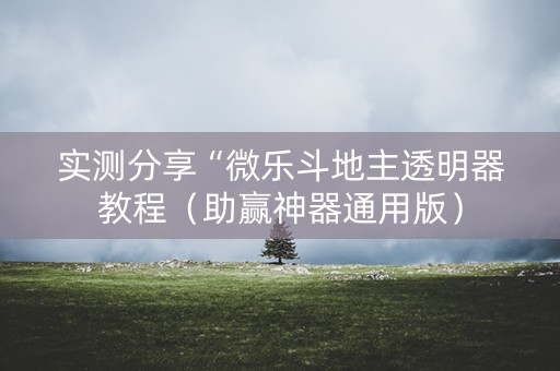 实测分享“微乐斗地主透明器教程（助赢神器通用版）