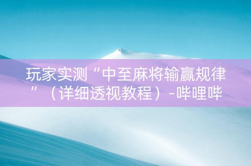 玩家实测“中至麻将输赢规律”（详细透视教程）-哔哩哔哩